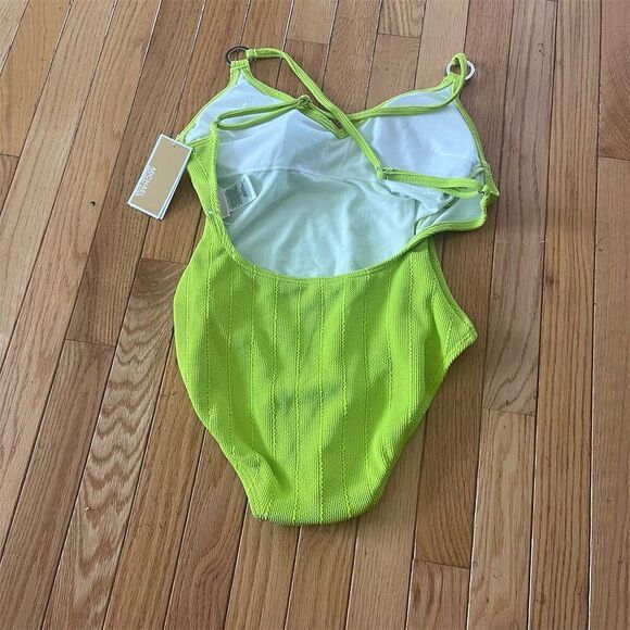 Michael Kors Women's One-Piece Swimsuit Size 10 Green V-Neck - Picture 3 of 8